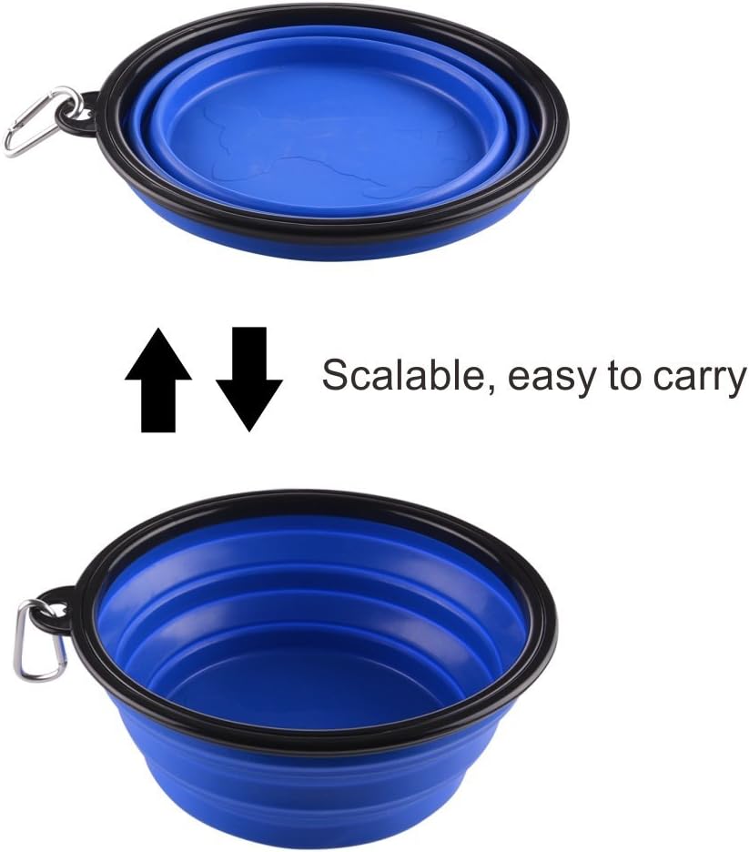 Extra Large Collapsible Dog Bowl, 3L XL Travel Dog Bowl, Foldable Travel Water Dish, 102oz X-Large Portable Collapsable Traveling Bowls with Carabiner for Dogs Walking, Hiking (Blue) - Image 5