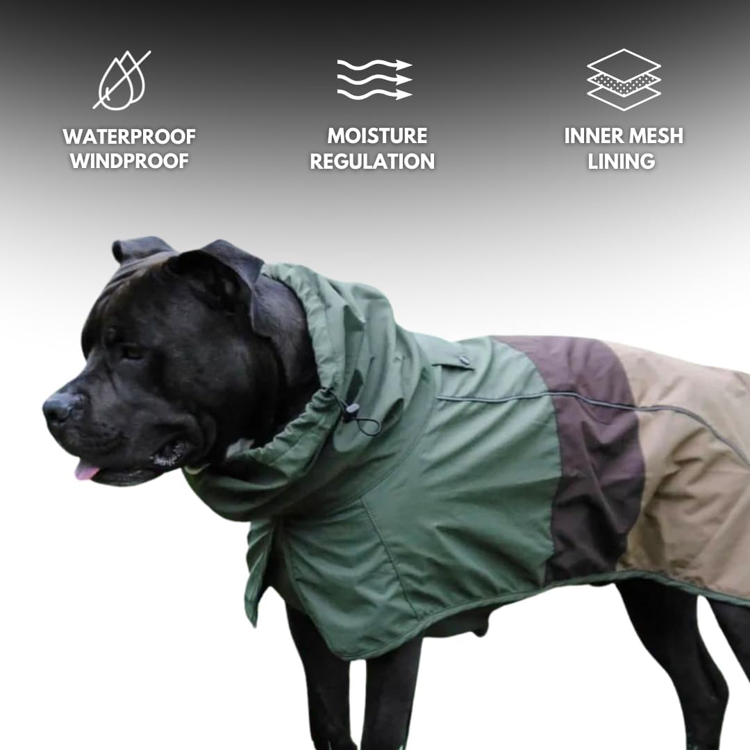 Spark Paws Dog Raincoat, Waterproof Windproof Rain Jacket, for Small Medium Large Extra Large Dogs, Reflective Breathable Full-Body Coverage Dry Suit - Green Brown Tan, L - Image 3