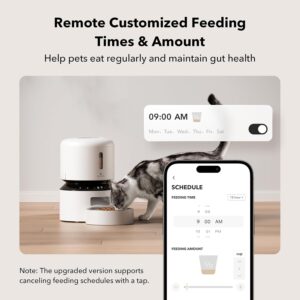 PETLIBRO Automatic Cat Feeder, 5G WiFi Automatic Pet Feeder with Freshness Preservation, 3L Timed Cat Feeders for Dry Food, Up to 48 Portions 10 Meals Per Day, Granary Pet Feeder for Cat/Dog, White