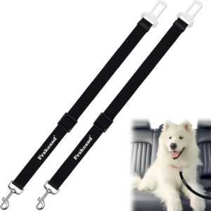 2 PCS Dog Seat Belt for Car Frskcssd Adjustable Dog Car Harness Heavy Duty Nylon Dog Safety Seat Belt Durable Pet Seat Belts for Small & Large Dogs Supports All Cars Quick & Easy Installation (Black)