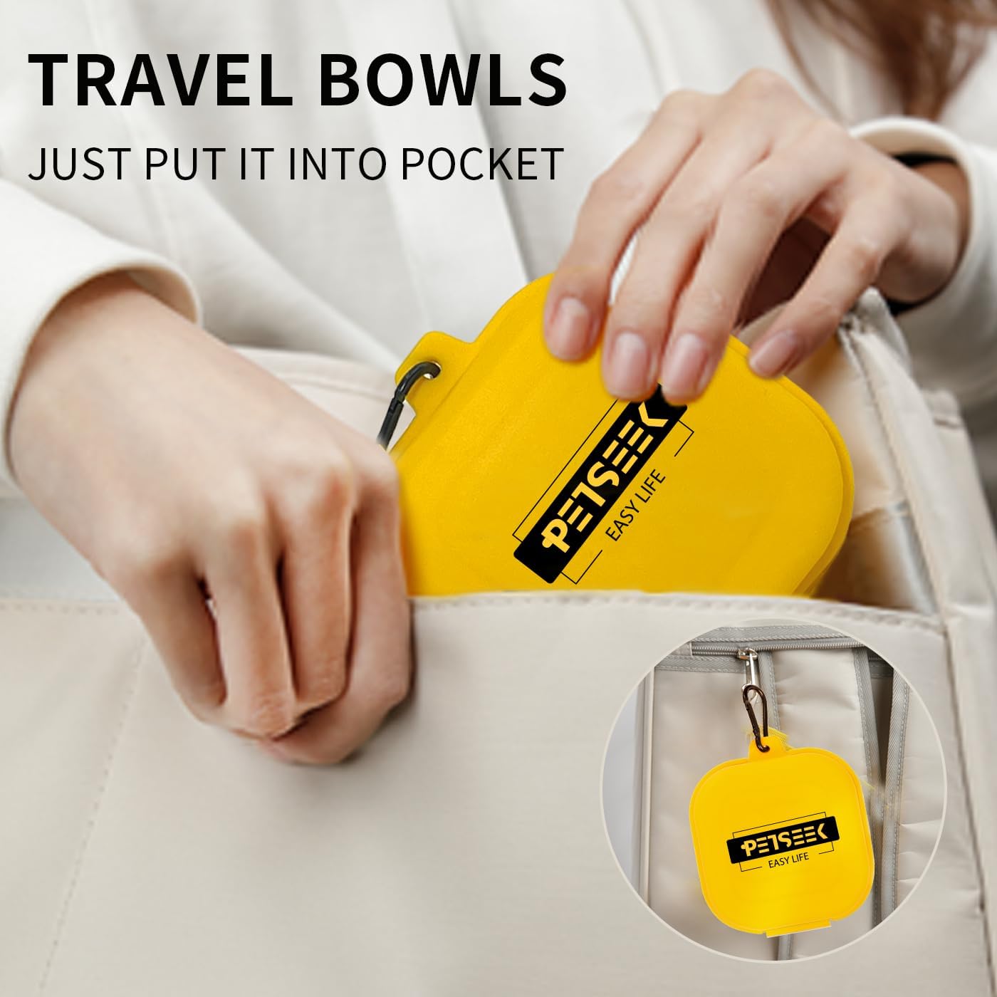 Travel Twin Pet Bowls for Cats or Dogs, Collapsible Silicone Bowls for Food and Water Feeding, Portable Hiking Cat Bowl - Image 2