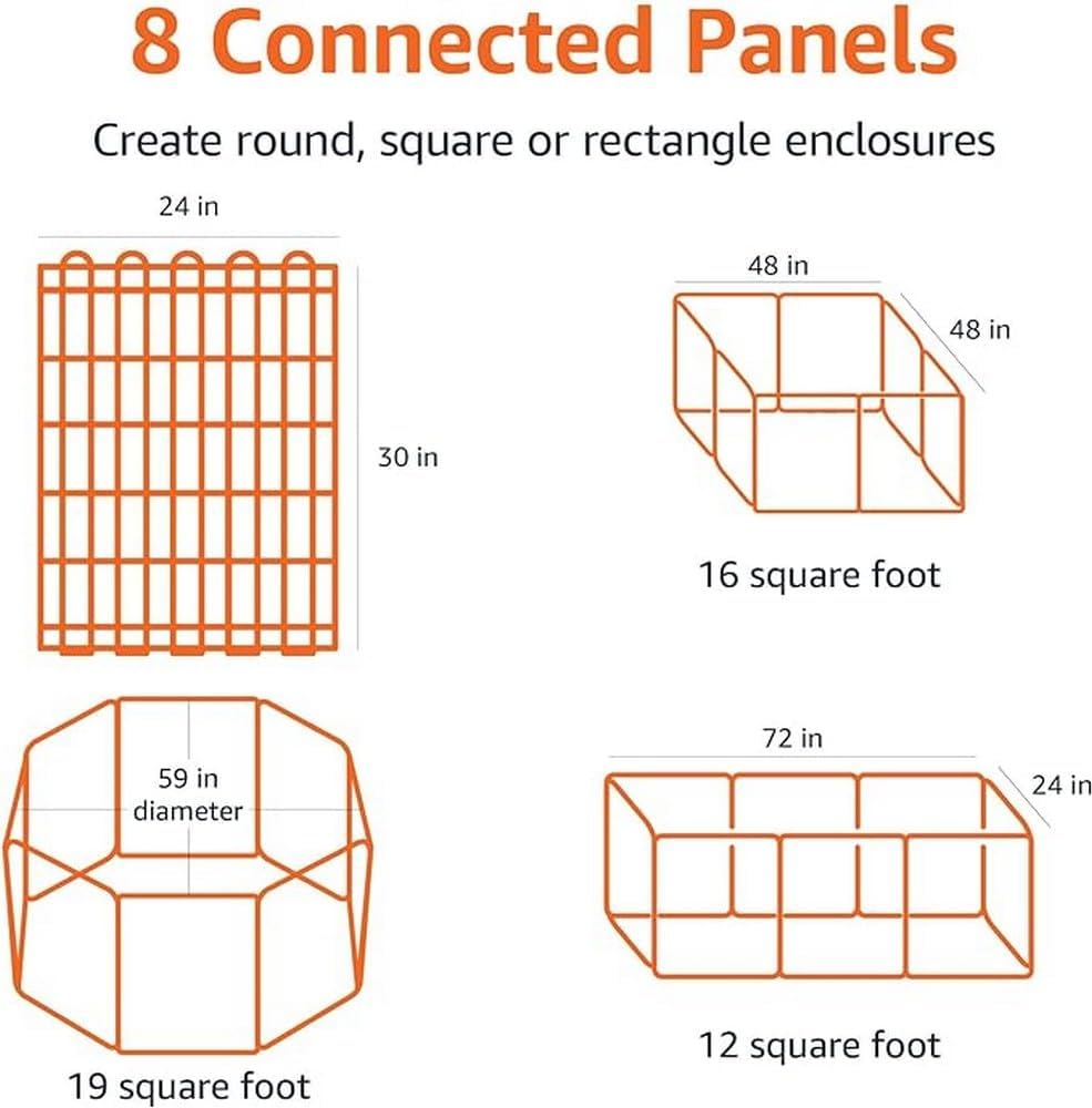 Amazon Basics Foldable Octagonal Metal Exercise Dog Playpen - Indoor/Outdoor, Single Door, Small (8 Panels, 24 x 30), Easy to assemble and store, 30" - Small, , Black - Image 3