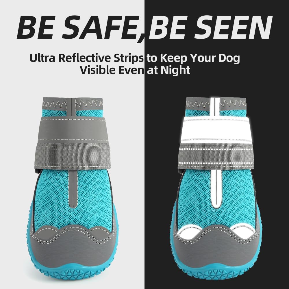 Dog Shoes for Small Dogs, Dog Boots & Paw Protectors for Hardwood Floors, Outdoor Dog Booties for Hot Pavement Winter Snow Hiking, Breathable Dog Shoes with Reflective Strips Size 2 - Image 6
