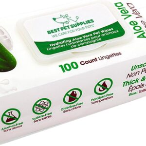 Best Pet Supplies Pet Wipes for Dogs - Dog Wipes Cleaning Deodorizing, for Coats, Ears, Paws - Hydrating, Aloe Vera