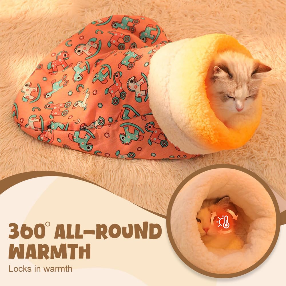 Cozy Pet Nest for Cats and Dogs, 2025 New Cat Bed Soft Cat Dog Sleeping Bag, Portable Warm Feline Bed Pet Nest Small Dog Cat Bed for All Seasons Indoors (Pink, 18x22in) - Image 2