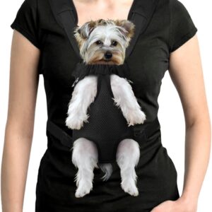 YUDODO Pet Dog Carrier Backpack Adjustable Dog Front Carrier, Legs Out Easy-Fit Dog Travel Backpack Carrier for Hiking Camping for Small Medium Dogs Cats and Rabbit (Small (Pack of 1), A-Black)