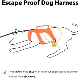Escape Proof Dog Harness, Escape Artist Harness, Reflective Dog Harness with Handle, Durable,Adjustable Vest for Small Medium Large Dogs Walking, Training, and Running Gear(Orange,S)