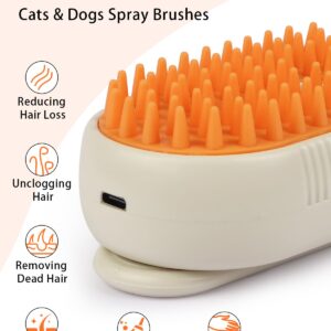 6 in 1 Cat Steam Brush for Shedding, Portable Anti-Static Grooming Comb for Cats & Dogs, Steam Misting Water Brush, Self-Cleaning Pet Hair Remover, Indoor Cat Spray Brushes for Cats & Dogs