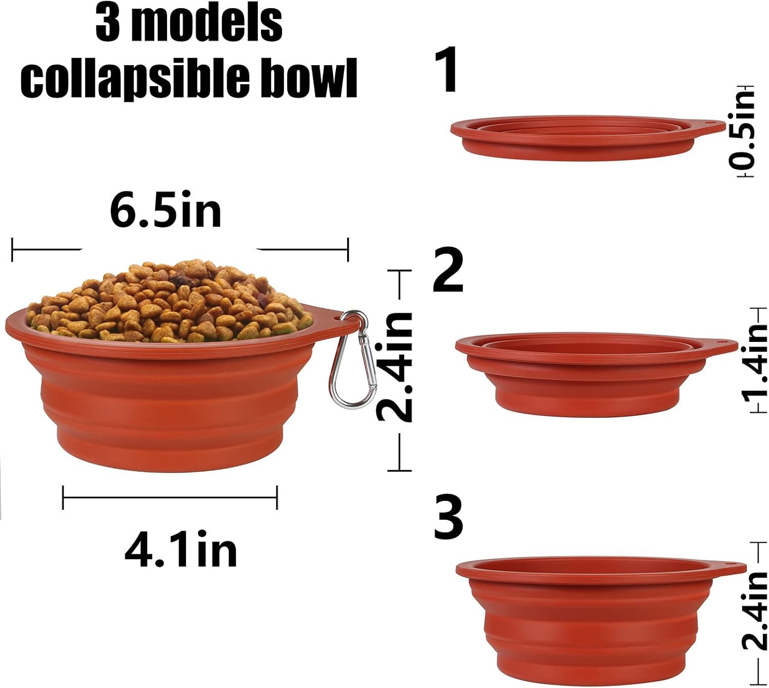 SLSON 2Pack Collapsible Dog Bowl,Integrated Molding Travel Bowl No Plastic Rim Pet Feeding Bowls for Walking Traveling Outdoors,600ML (Brown+Grey) - Image 3