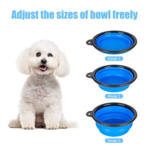 2 Pack Large Size Collapsible Dog Bowl, Food Grade Silicone BPA Free, with Carabiner Clip Foldable Expandable Cup Dish for Pet Cat Food Water Feeding Portable Travel Bowl (Blue & Green)