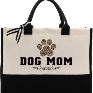Cotton Canvas Tote Bag for Women - Dog Mom & Pet Lover Gift, Beach & Trip Bag
