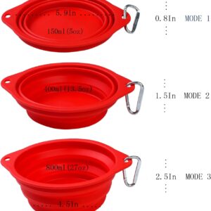 Collapsible Silicone Dog Bowl with Carabiner, 3 Sizes 5-27oz, Portable Pet Outdoor,Travel Bowl,(Black and Red)