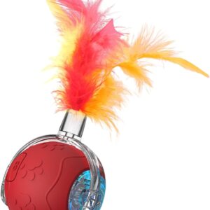 Interactive Cat Toy Ball, Motion Activated Cat Toys for Indoor Cats, Durable Cat Toys for Bored Indoor Cats, Smart Pet Toy for Kittens, Motion Activated Smart Cat Toy (Red)