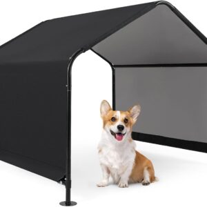 PETSITE Large Dog Shade for Outdoor, 51 x 49 x 43 Inch Outside Dog Shelter for Large Medium Sized Dogs, Sun Rain Canopy for Livestock with Waterproof 420D Oxford Fabric Roof and Ground Nails