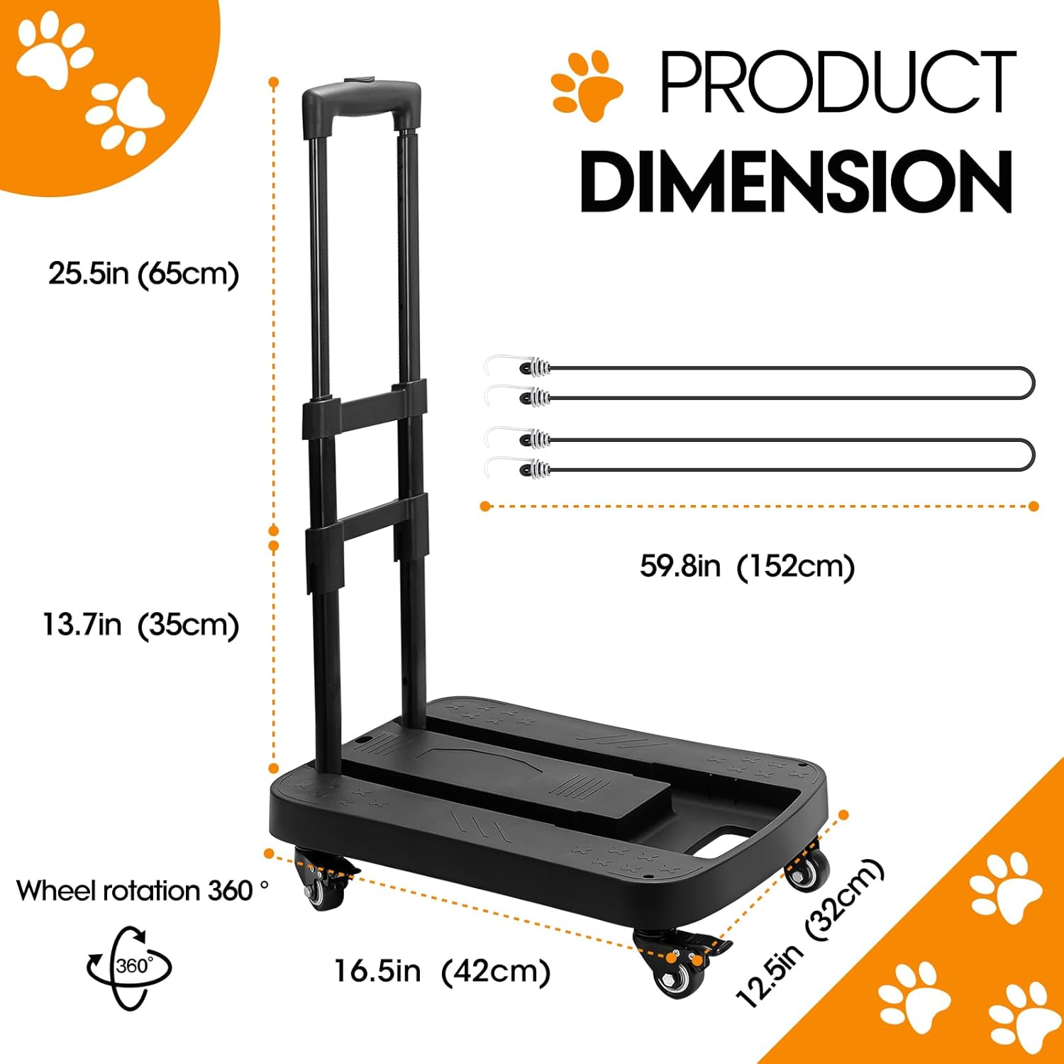 Pet Carrier RollerRoller Cart with Bonus Elastic Strap Effortless Mobility and Convenience for Your Pet Travel Gear (Cart Only) (A) - Image 2