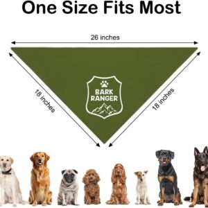 Bark Ranger Green Dog Bandana, Funny Puppy Scarf Photo Prop for Outdoor Adventure Hiking Camping Mountain, Funny Spring Summer Puppy Bandana for Pet Lover, Gifts for Ranger, Dog Scouts Scarf