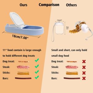 Dog Water Bottle, Dog Bowl 2-in-1, Food Container Large Enough for Dog Treats, Steak, Sticks, Bars, Portable Pet Water Dispenser for Hiking, Travel, Cat Bowls and Pet Water Bottle (Blue)