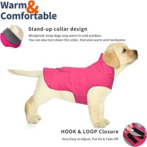 Dog Coat, Waterproof Dog Winter Jacket with Pocket, Reflective Adjustable Pet Snow Vest, Warm Cozy Fleece Sweater for Small Medium Extra Large Dogs – Pink, XS