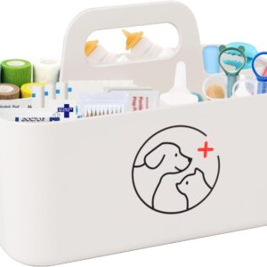 Dog Storage Organizer for Pet Nursing Supplies,Portable Caddy Organizer for Pet Stuff,Divided Storage Bin for Dog Cat Feeding Bottle/Pet Pill Shooter/Whelping Kit-Bathroom,Countertop Storage
