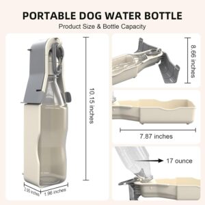Portable Dog Water Bottle,Dog Water Bottle, 17Oz Travel Dogs Water Bot...