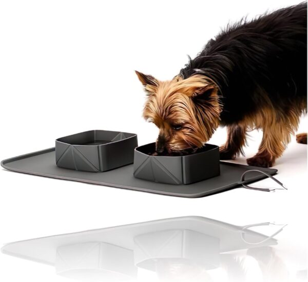 Generic Portable Pet Feeder, Silicone Bowls for Dog and Cat Travel, Collapsible Dish for Food and Water, 2-in-1 Solution with Adjustable Bow Ties - Image 4