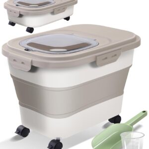 Collapsible Dog Food Storage Container, Airtight 30 35 Lbs Rice Cereal Flour Sugar Kitchen Accessories Bin Bucket, 20 25 Lbs Dog Cat Pet Holder Gift Travel Essentials Must Haves Gear Stuff Necessities