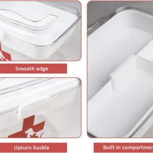 2 Layers Dog First Aid Kit box,Large First Aid Kit Bin,Medic Box for Dog Cat,Empty First Aid Box,Medicine Organizer with Built in Handle,Family or Dog Travel Camping Emergency Tool Set
