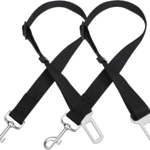 Dog Seat Belt for Car,Dog Harness,Adjustable Nylon Safety Harness with Steel Buckles,2-Pack Pet Seatbelt Restraint for Car Travel - Universal Fit with Attachment Clip for Dog's Safety