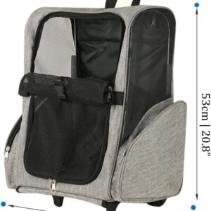 Pet Trolley Bag Cat Dog Travel Bag Portable & Breathable Pet Carrier Backpack - Lightweight Dual-Shoulder Design for Easy Travel with Your Beloved Companion Scalable Pull Rod pet Bag (Red)