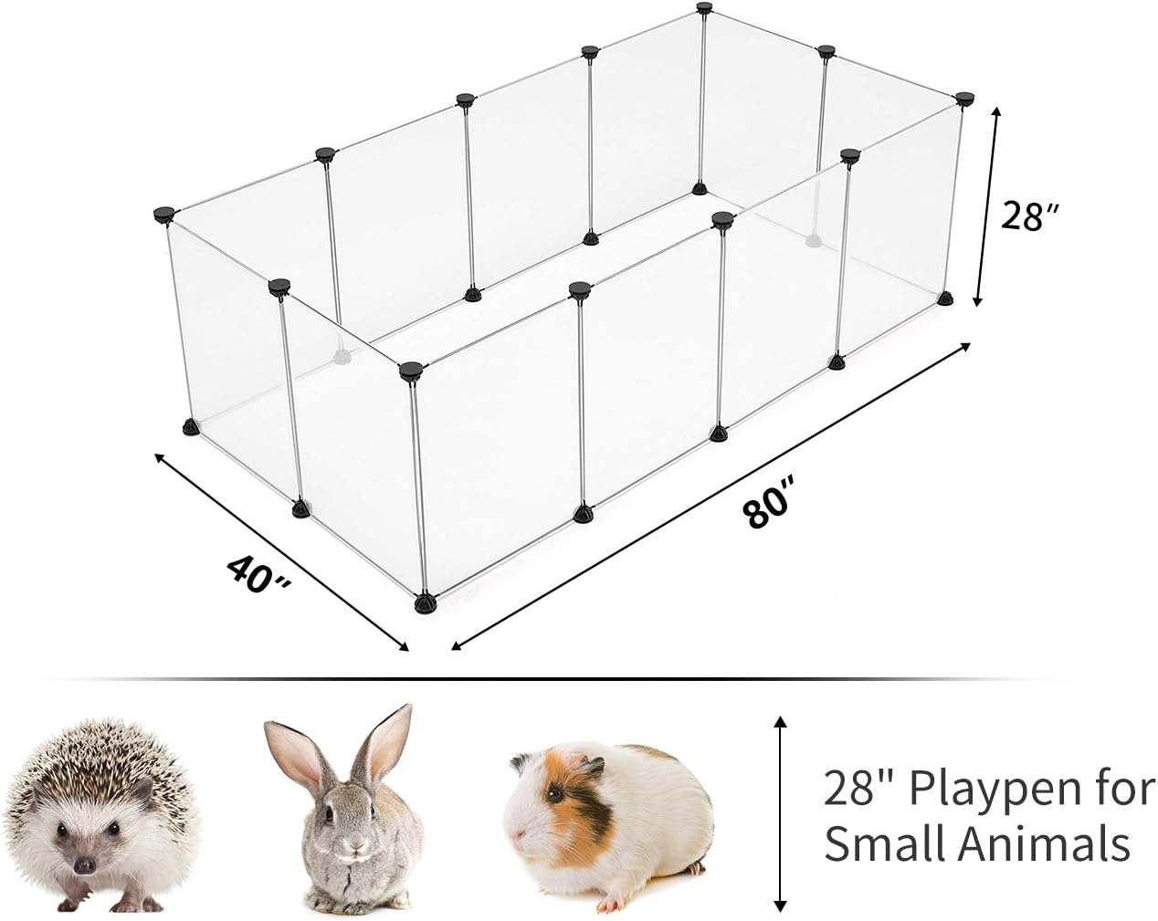 Tespo Pet Playpen, Portable Large Plastic Yard Fence Small Animals, Puppy Kennel Crate Fence Tent, 28 X 20 Inch, White, 12 Panels - Image 5