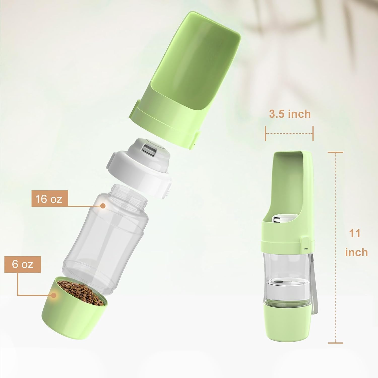 Dog Water Bottle Portable - Foldable Travel Water with Food Container, Leak Proof and Lightweight Water Bottle for Dogs,Dog Stuff Accessories Items,Lightweight & Convenient for Outdoor (Green, Small) - Image 4