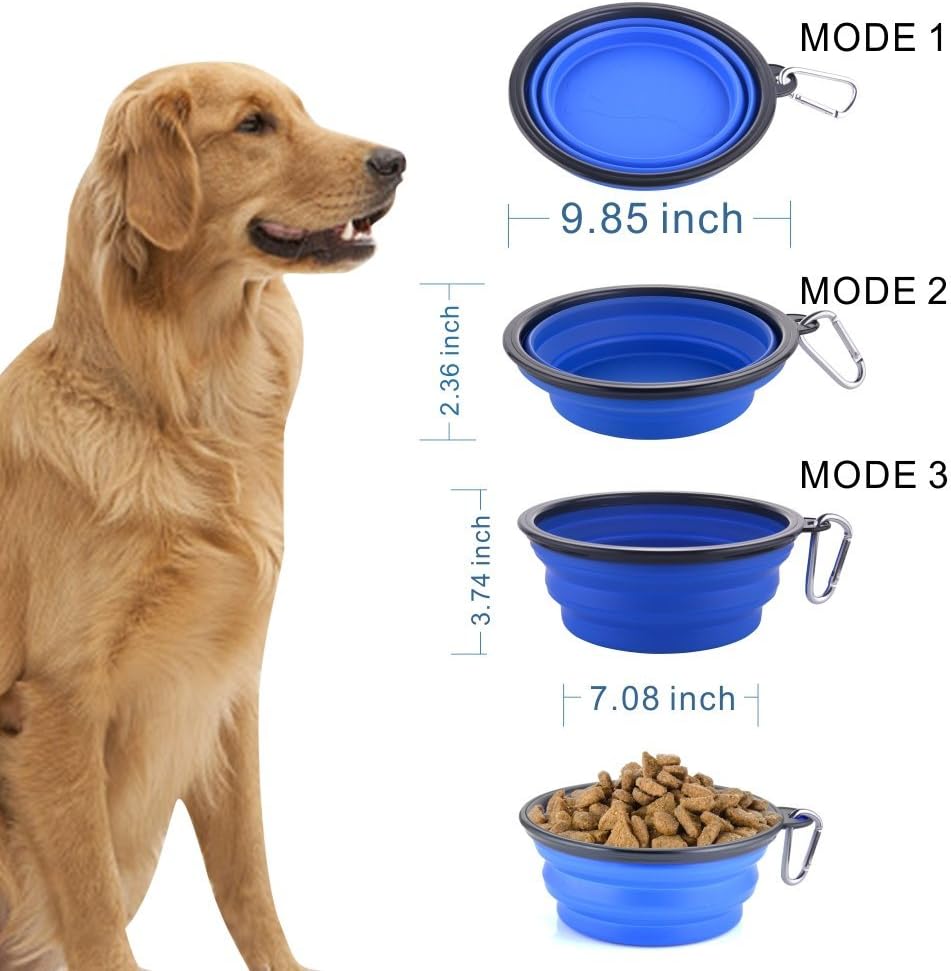 Extra Large Collapsible Dog Bowl, 3L XL Travel Dog Bowl, Foldable Travel Water Dish, 102oz X-Large Portable Collapsable Traveling Bowls with Carabiner for Dogs Walking, Hiking (Blue) - Image 6