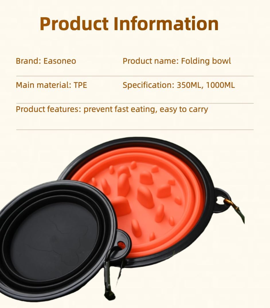 Large Collapsible Dog Bowl for Traveling Hinking Camping,2-Pack Portable Silicone Bowls with2 Sizes(34oz+12oz),Foldable Bowl with Slow Feeding Function - Image 7