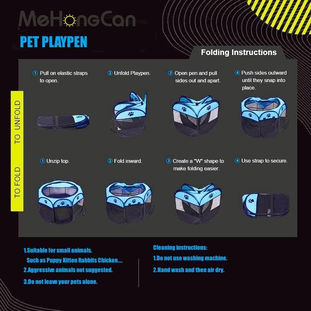 Portable Pet Playpen,Foldable Dog Playpen for Dogs and Cats,Rabbits,Pet Exercise Pet Tents Indoor Outdoor Use (S(28.7" x 28.7" x 16"), Blue) - Image 5