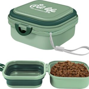 Collapsible Dog Bowls, Travel Water Bowl for Dogs, 2-in-1 Portable Food and Water Feeder – Travel Dog Bowls with Lid for Walking, Traveling, Camping and Hiking