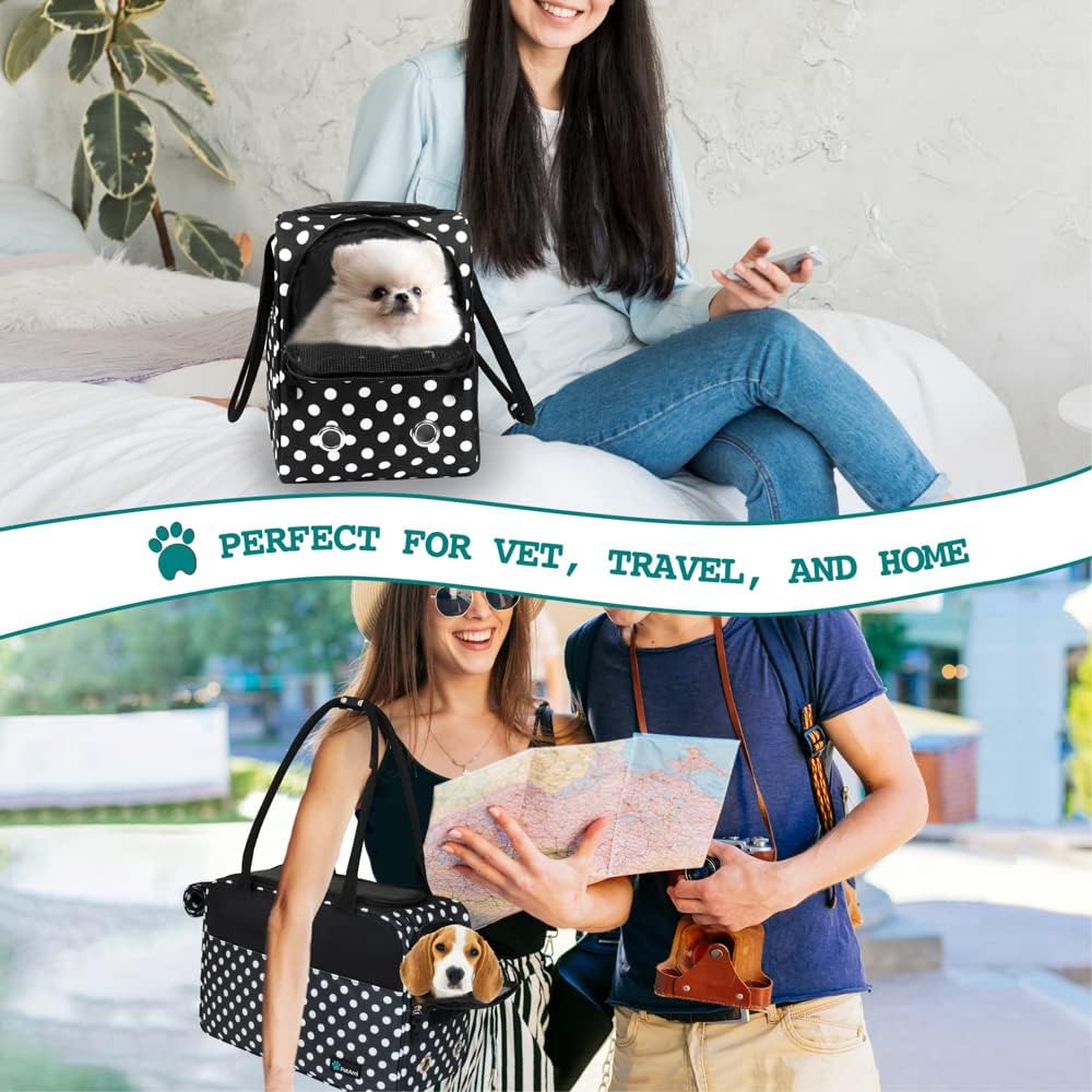 PetAmi Dog Purse Carrier for Small Dogs, Airline Approved Soft Sided Pet Carrier with Pockets, Ventilated Dog Carrying Bag for Puppy Cat, Dog Travel Supplies Bag, Sherpa Bed, Max 12 lbs, Polka Dot - Image 7