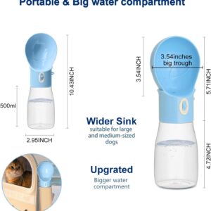 Dog Water Bottle, Widen Sink Portable Dogs Water Dispenser 17oz, Leak Proof, Outdoor Drink Bottles Cat, Puppy, Pet, Essential Items for Travel, Walking, Hiking, Dog Accessorie (Blue, 17oz)