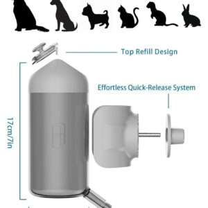 Pet Water Bottle Hanging Dog Water Dispenser Kennel Drinker Kettle Feeder BPA Free Cage Crate Hutch Puppy Cat Rabbit (17oz, Gray)
