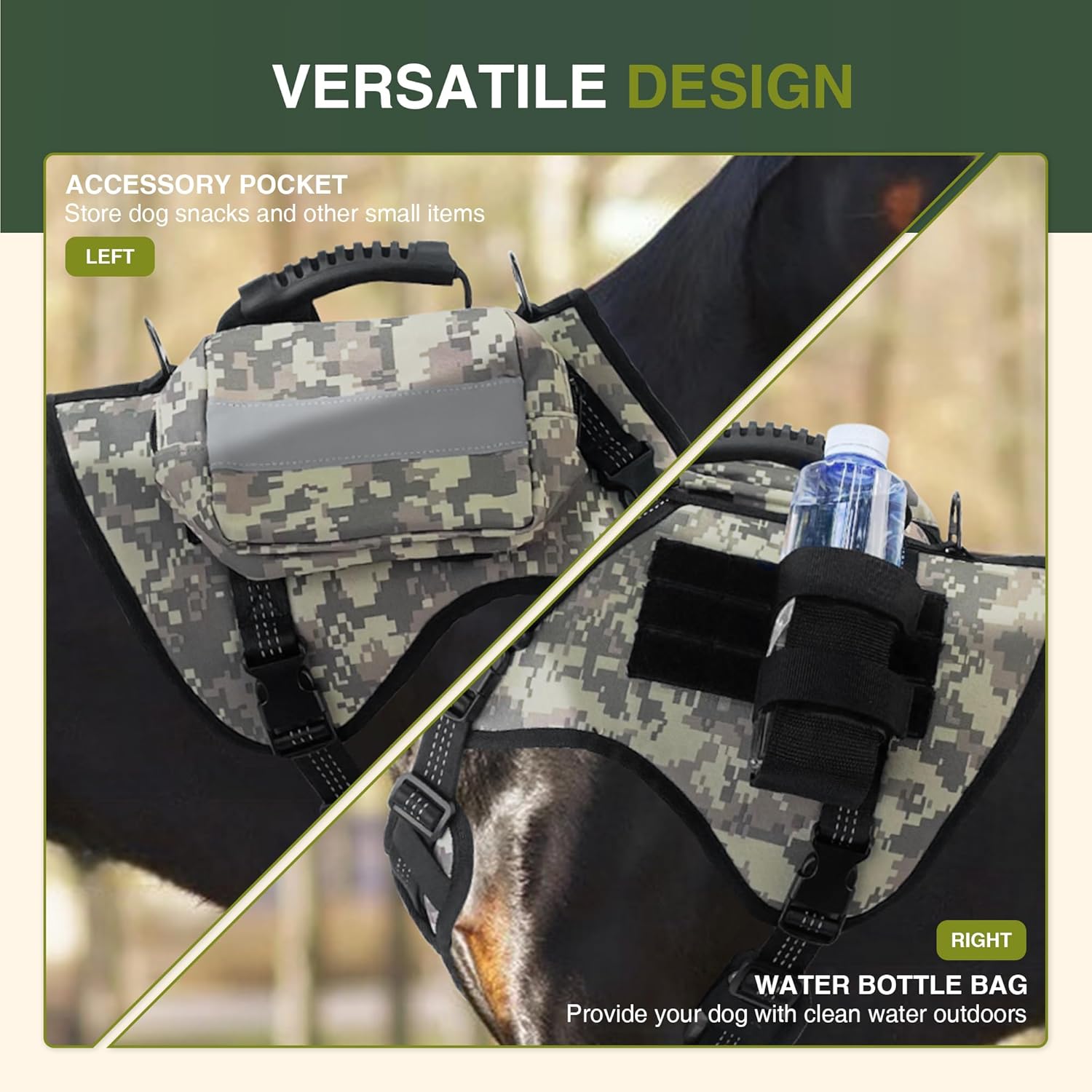 Dog Tactical Harness with Reflective Design, Breathable and Adjustable Tactical Dog Vest, No Choke Harness, Military Grade Gear for Training, Hunting, Outdoor Adventures, Camouflage L - Image 2
