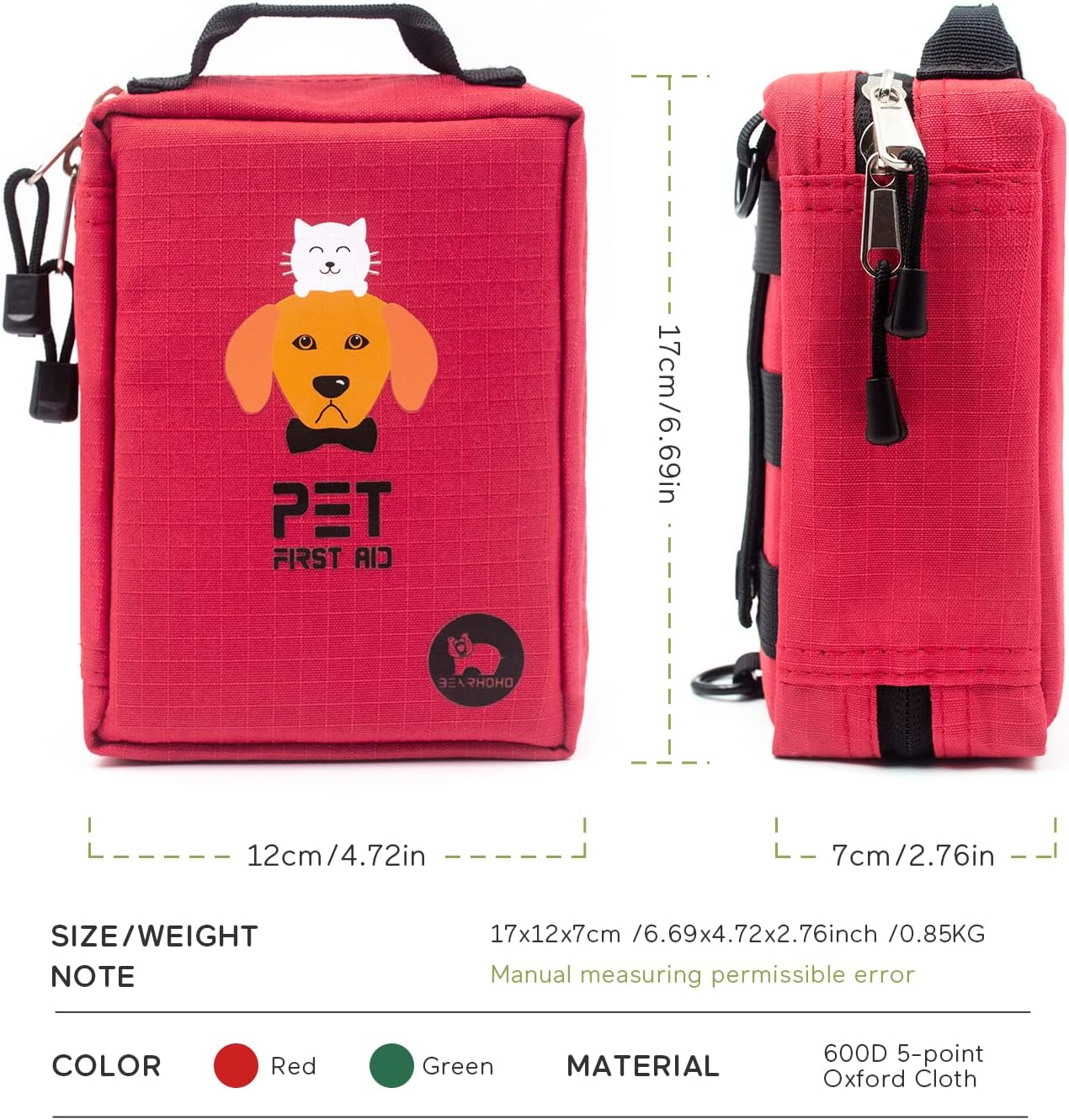 Dog First Aid Kit for Travel&Home Pet Emergency Kit for Dog&Cat 160 Pcs First Aid Supplies with Molle Pouch for Traveling Hiking Camping Hunting Red - Image 6