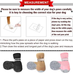 QUMY 4PCS Dog Shoes for Small Dogs, Hot Pavement Summer Puppy Dog Boots & Paw Protectors with Soft Anti-Slip Rubber Sole, Mesh Breathable Dog Booties for Hardfloors, Walking Running Khaki Size 2