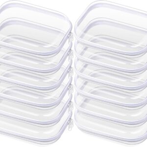 12 Pack Clear Hard Zipper Cases Transparent Hard Plastic Zipper Pouches Durable PET Makeup Bags Cosmetic Snack Storage Organizer, Travel & Home Essentials