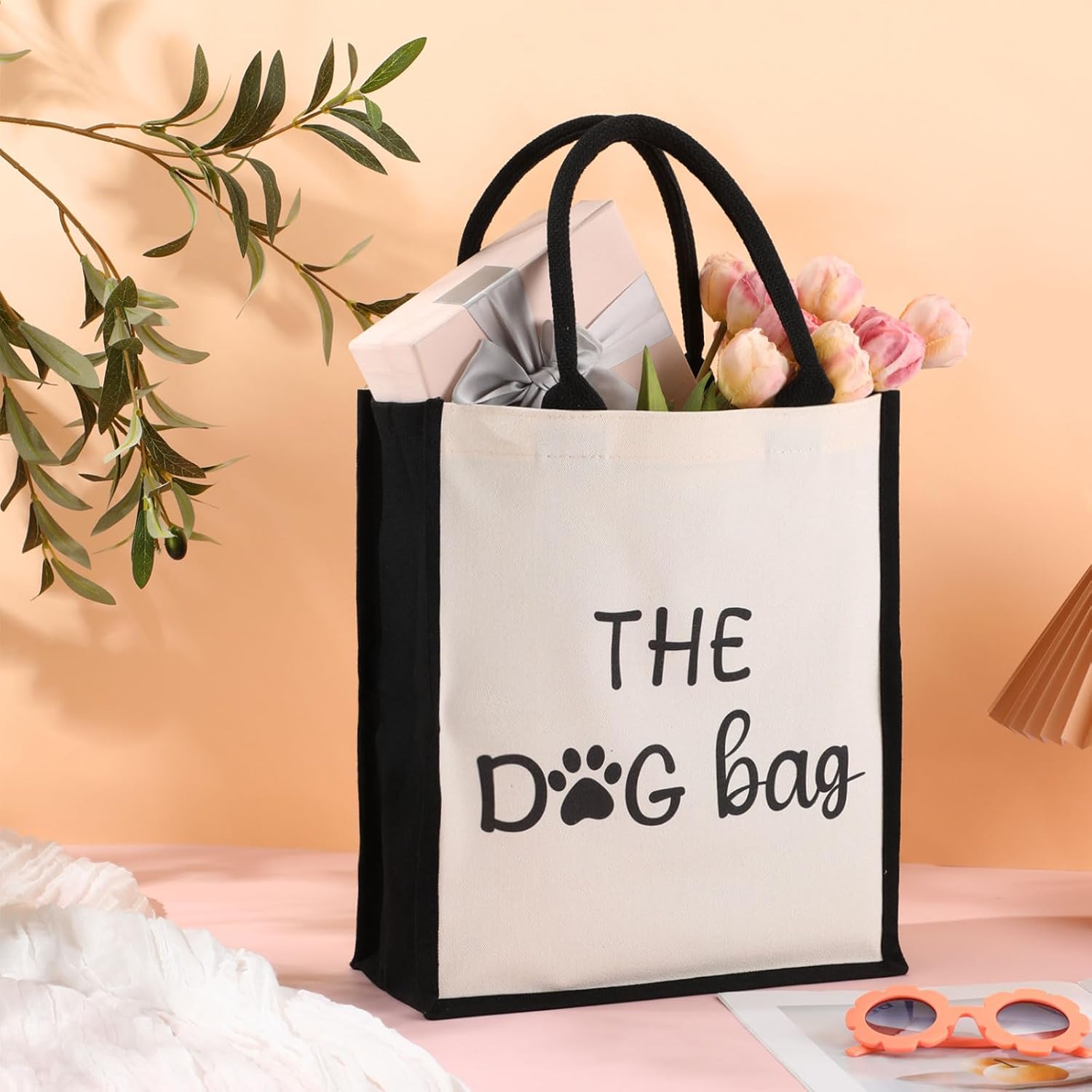 Dog Tote Bag for Women, Printed Design Canvas Reusable Dog Shopping Bag, Spacious 13.4x11.8x5.1 Inches, Ideal Gift for Doggie Lovers Owners, Christmas - Image 4