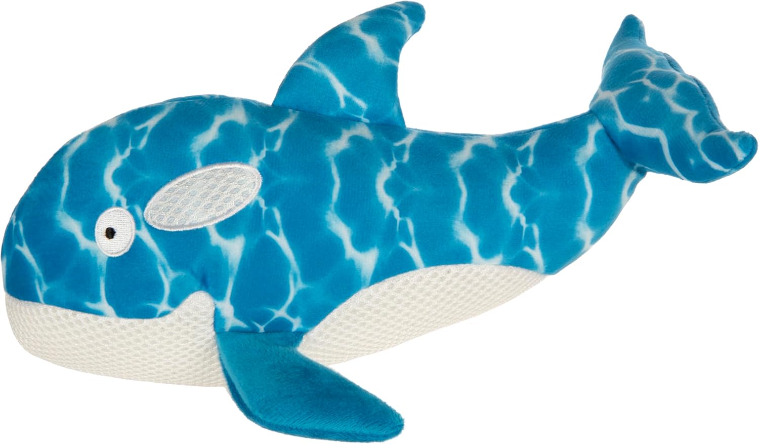 Strong 'N Silent Swimmer Soft Plush Orca Squeaker Chew Guard Dog Toy - Blue, Large - Image 5