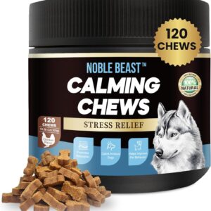 Noble Beast Dog Hemp Calming Chews - Melatonin for Dogs - Dog Calming Treats - Motion Sickness for Dogs - All Natural - Soft Chews with Hemp and Melatonin - Chicken Flavor -120 Count