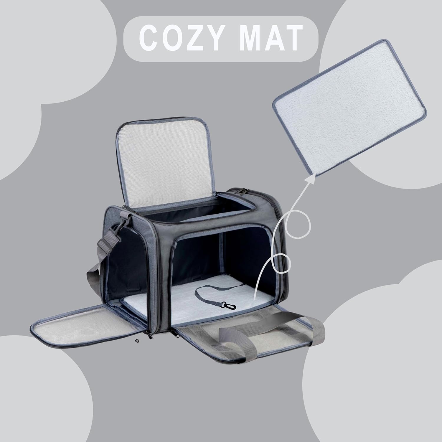 Airline Approved Soft Sided Pet Carrier for Small and Medium Dogs, Cats, and Puppies (Up to 15 lbs), Collapsible Portable Travel Bag for Dogs Cats (Grey) - Image 4