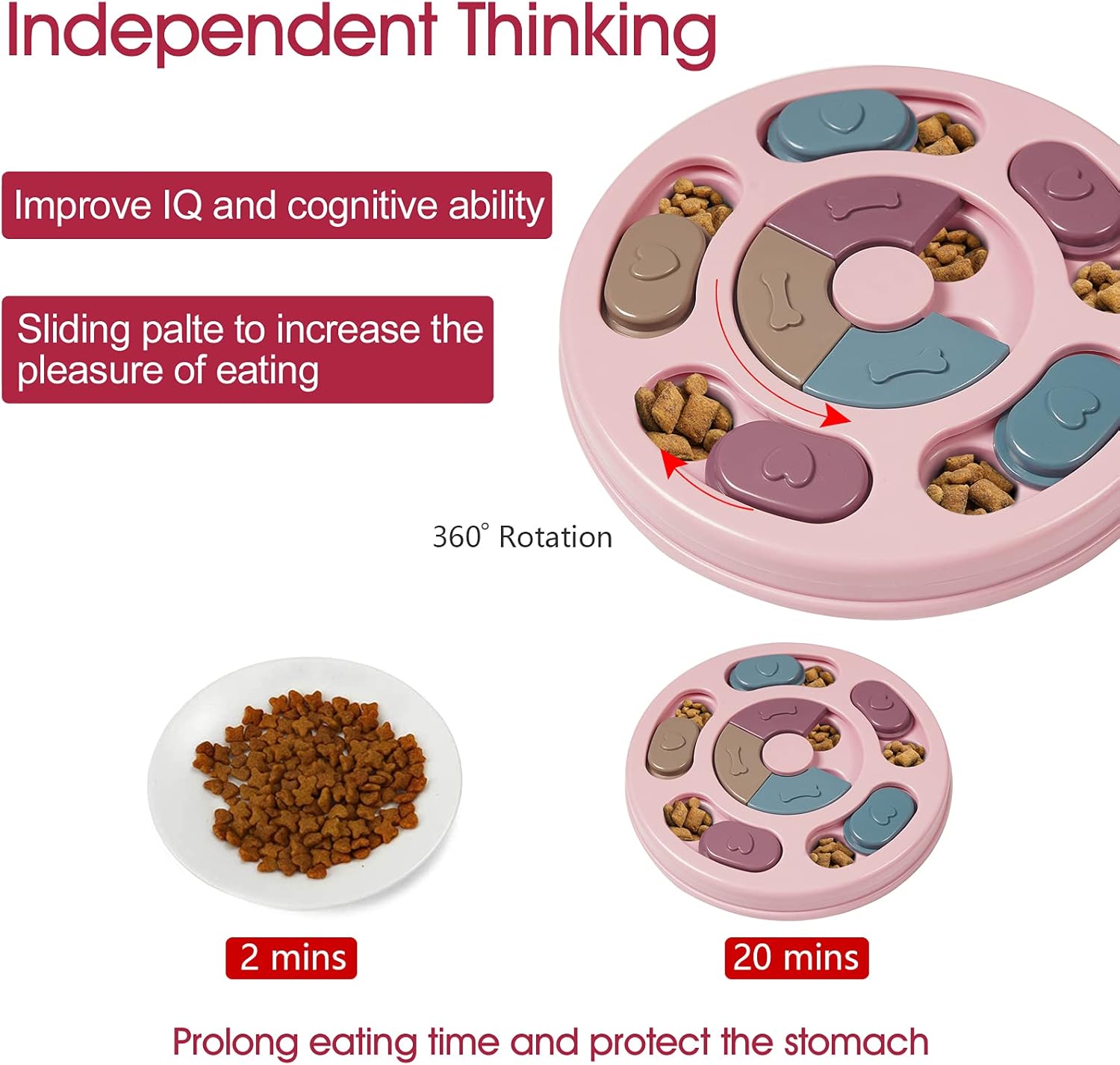 DR CATCH Dog Puzzles,Dogs Food Puzzle Feeder Toys for IQ Training & Mental Enrichment,Dog Treat Puzzle(Pink) - Image 3