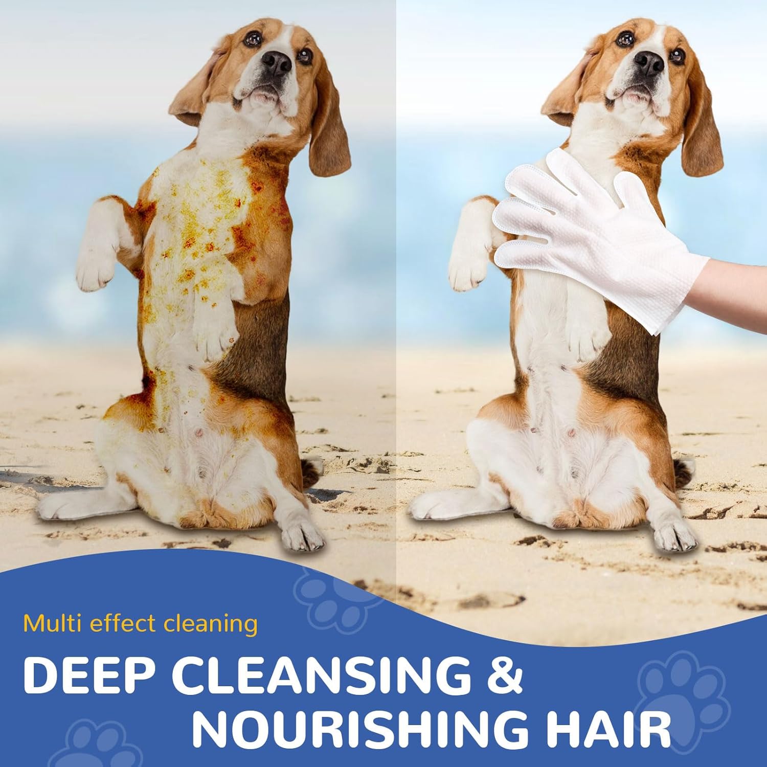 10 Pcs Pet Cleaning Glove Wipes for Dogs & Cats, Hypoallergenic Grooming Wipes, Dog Wipes for Paws and Buttocks, Dog Wipes Cleaning Deodorizing Suitable for Pet Dry Cleaning, Daily Care and Travel - Image 5