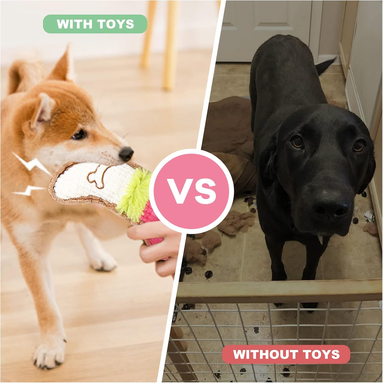 6 Pack Puppy Toys for Teething Small Dogs, Cute Pink Dog Chew Toys for Puppies, Soft Squeaky Dog Toys for Small Breed Cleaning Doggy Teeth, Outdoor Interactive Small Dog Chew Toys Set - Image 7