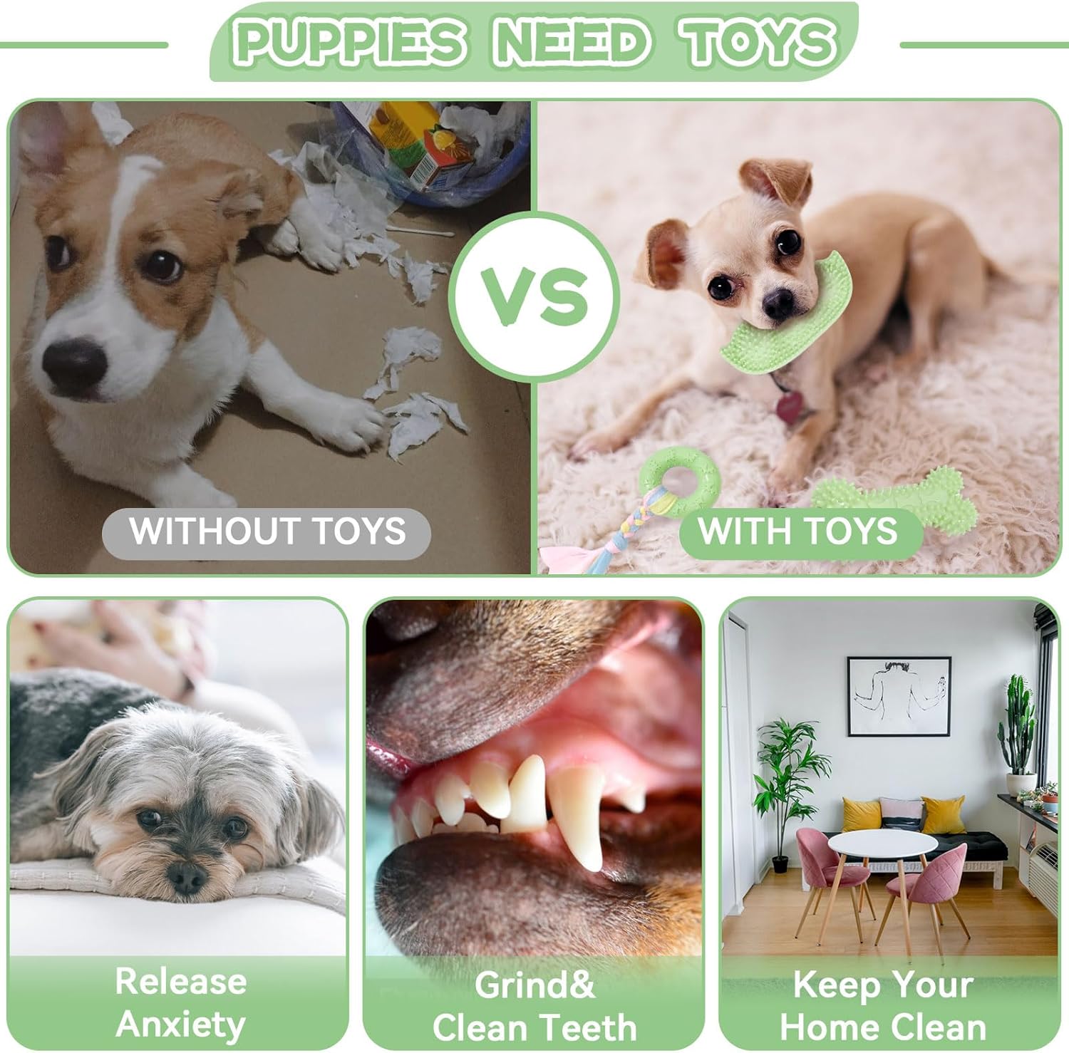 Petcare 6 Pack Small Dog Toys for Small Breed, Cute Green Puppy Teething Toys, Rubber Chew Toys, Essentials to Keep Them Busy, Best Pet Birthday Dog Toys - Image 6